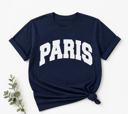 Navy PARIS arched in White