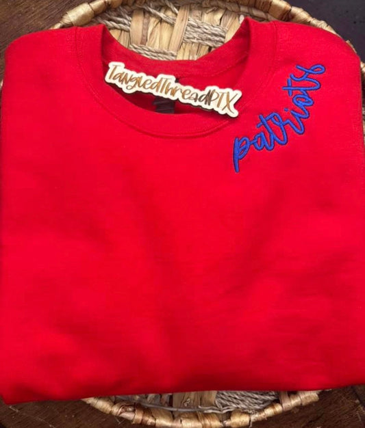 Patriots Red Curved Collar - Embroidered