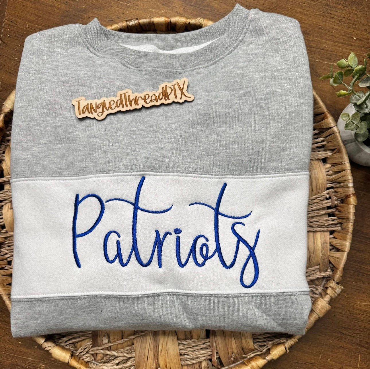 Gray Color-block Sweatshirt - Embroidered