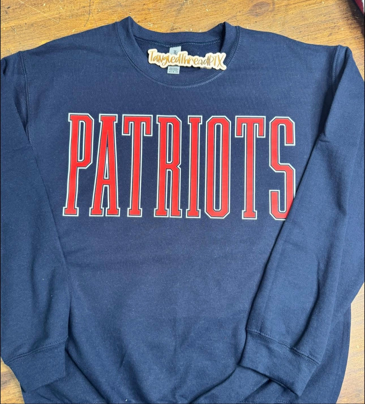 Navy Patriots - Tall Red  Letters with white outline