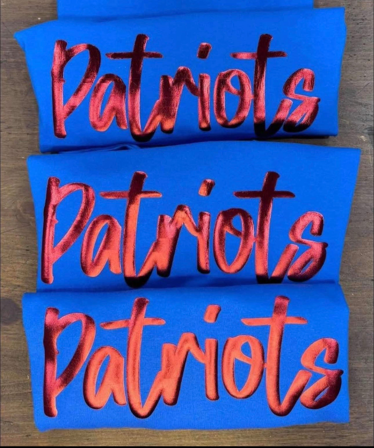 Royal Blue Patriots with Red Metallic Puff