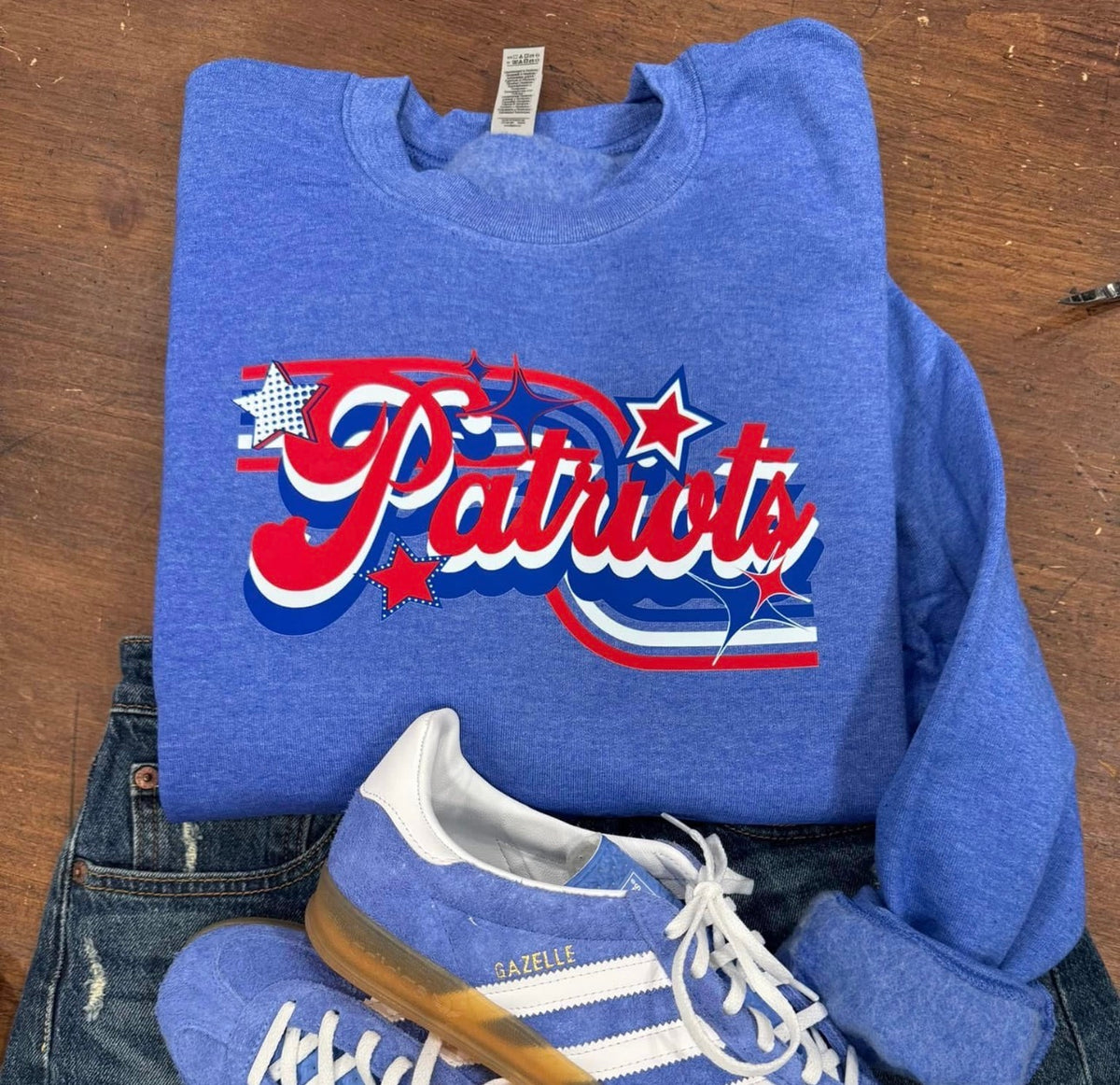 Patriots Retro Stars - Royal Heather Sweatshirt