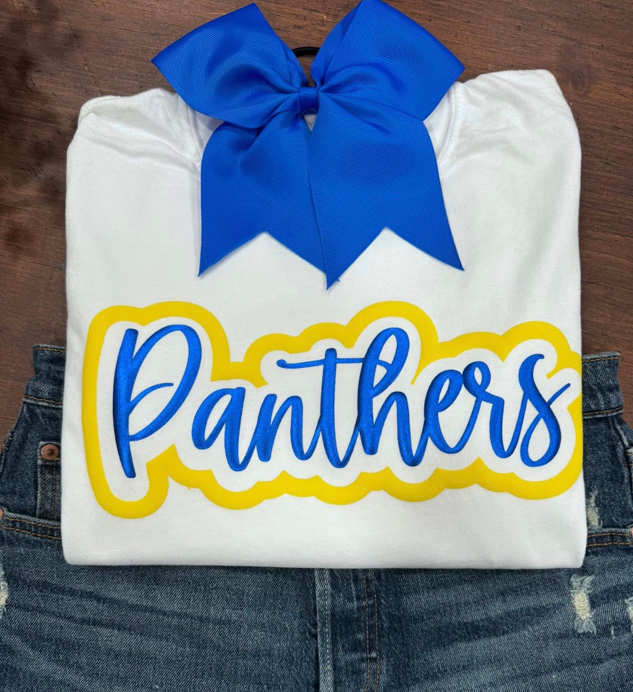 Panthers Puff Yellow Outline - White