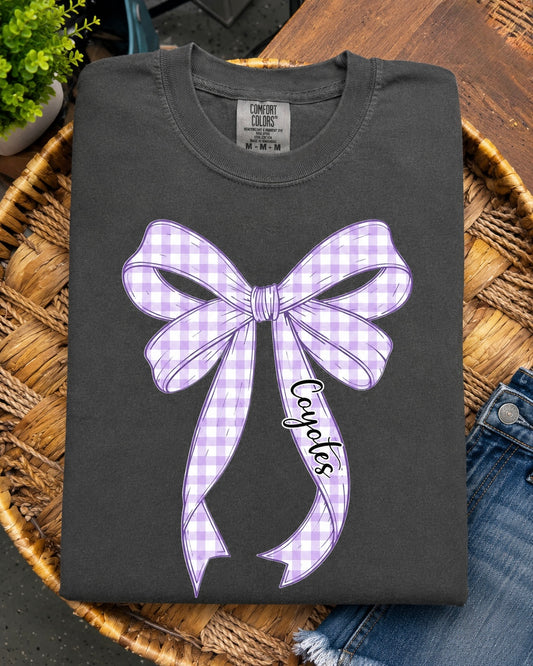 Anna Coyotes Plaid Bow -Pepper