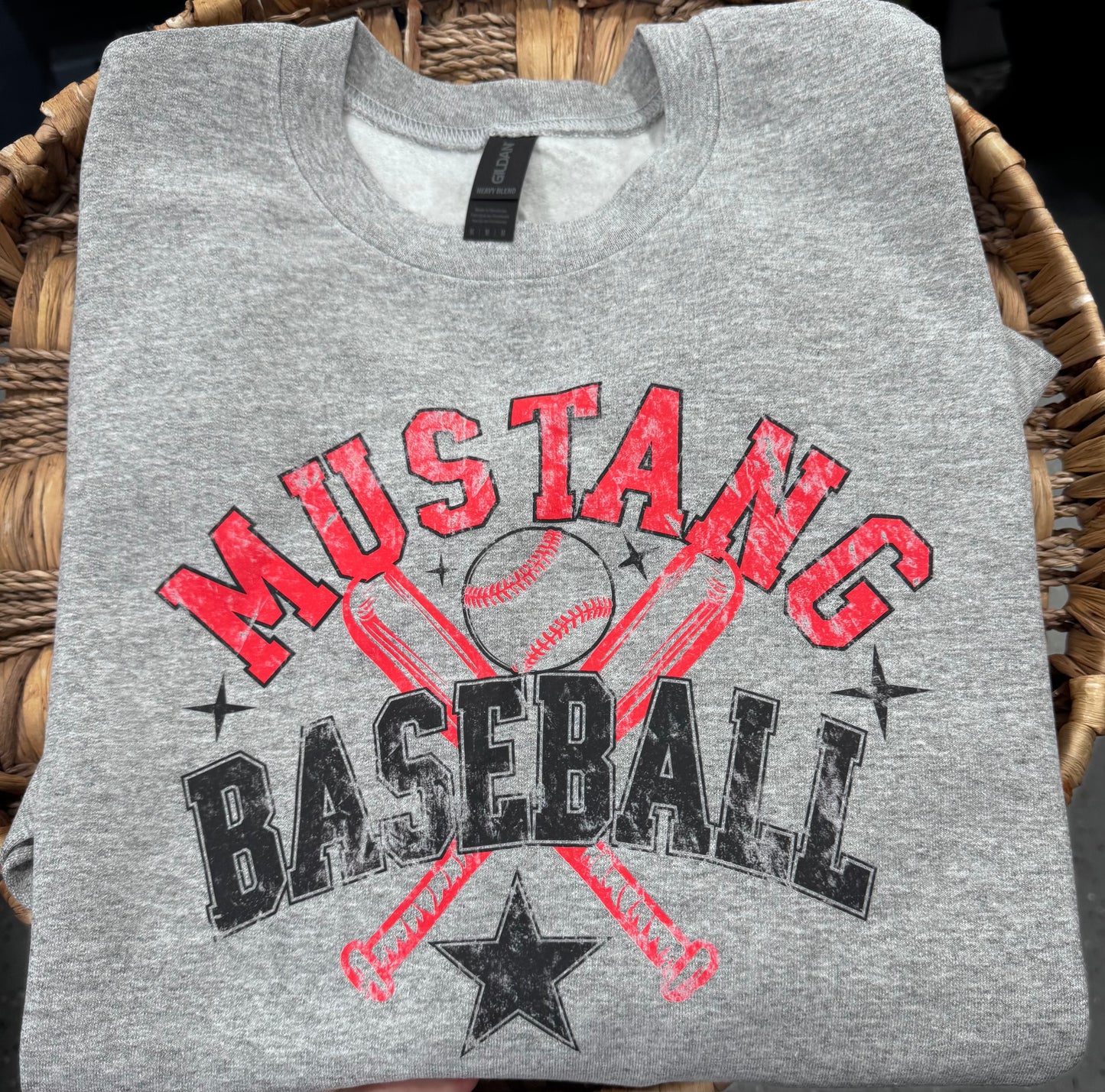 Sport Gray Distressed Mustang Baseball