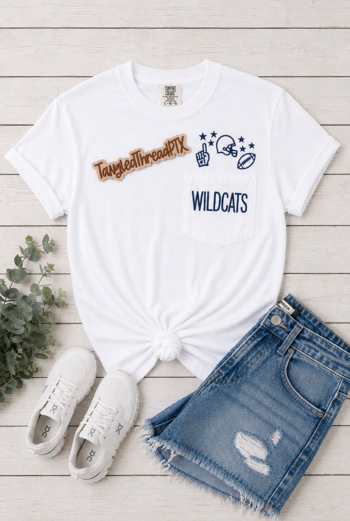Wildcats Football Embroidered Pocket Tee
