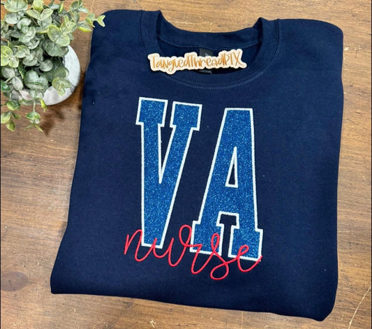Navy Blue - VA Nurse - Embroidered Sweatshirt