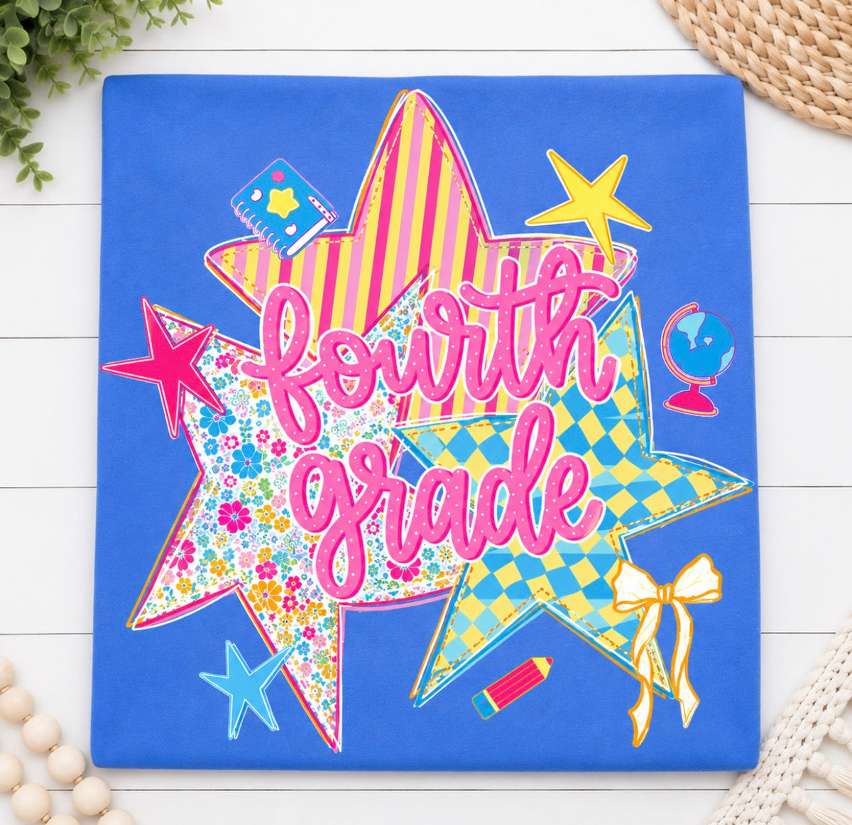 4th Grade Back To School Stars - Blue or Pink