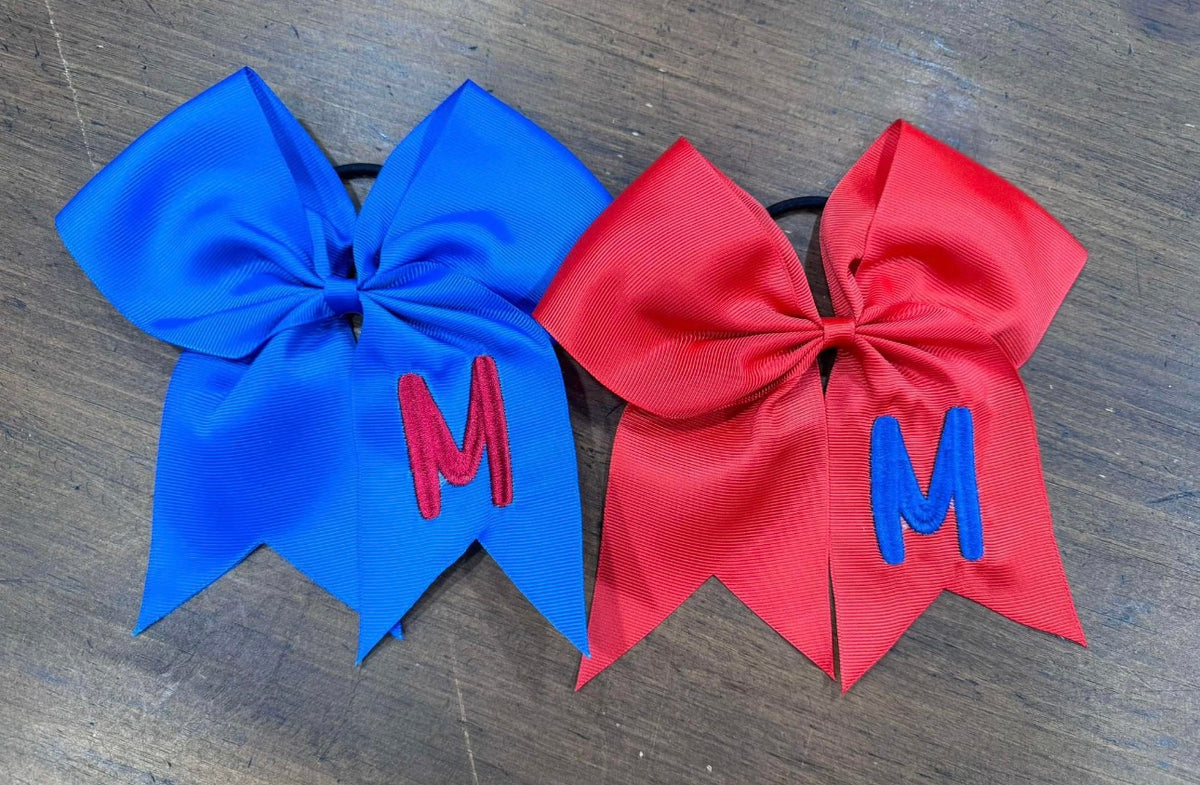 Patriots Cheer Bows - EMBROIDERED - Single Letter