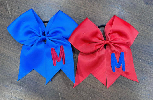 Patriots Cheer Bows - EMBROIDERED - Single Letter