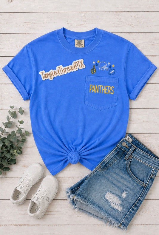 Panthers Football Embroidered Pocket Tee