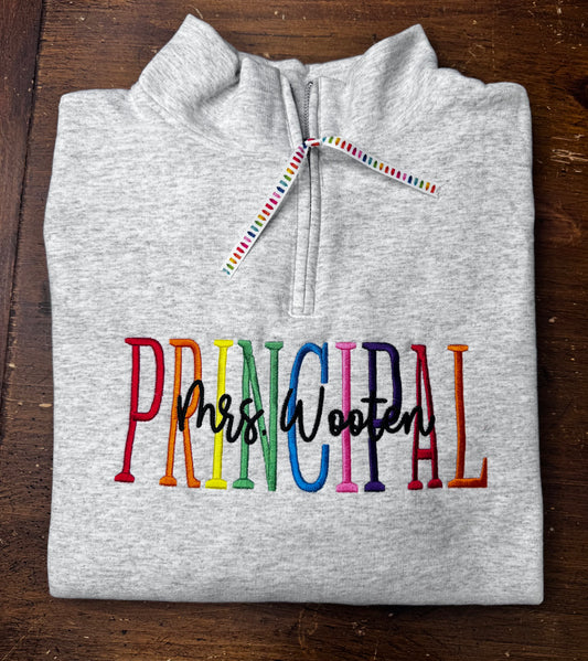 PRINCIPAL - Colorful Embroidered 1/4 Zip - personalized