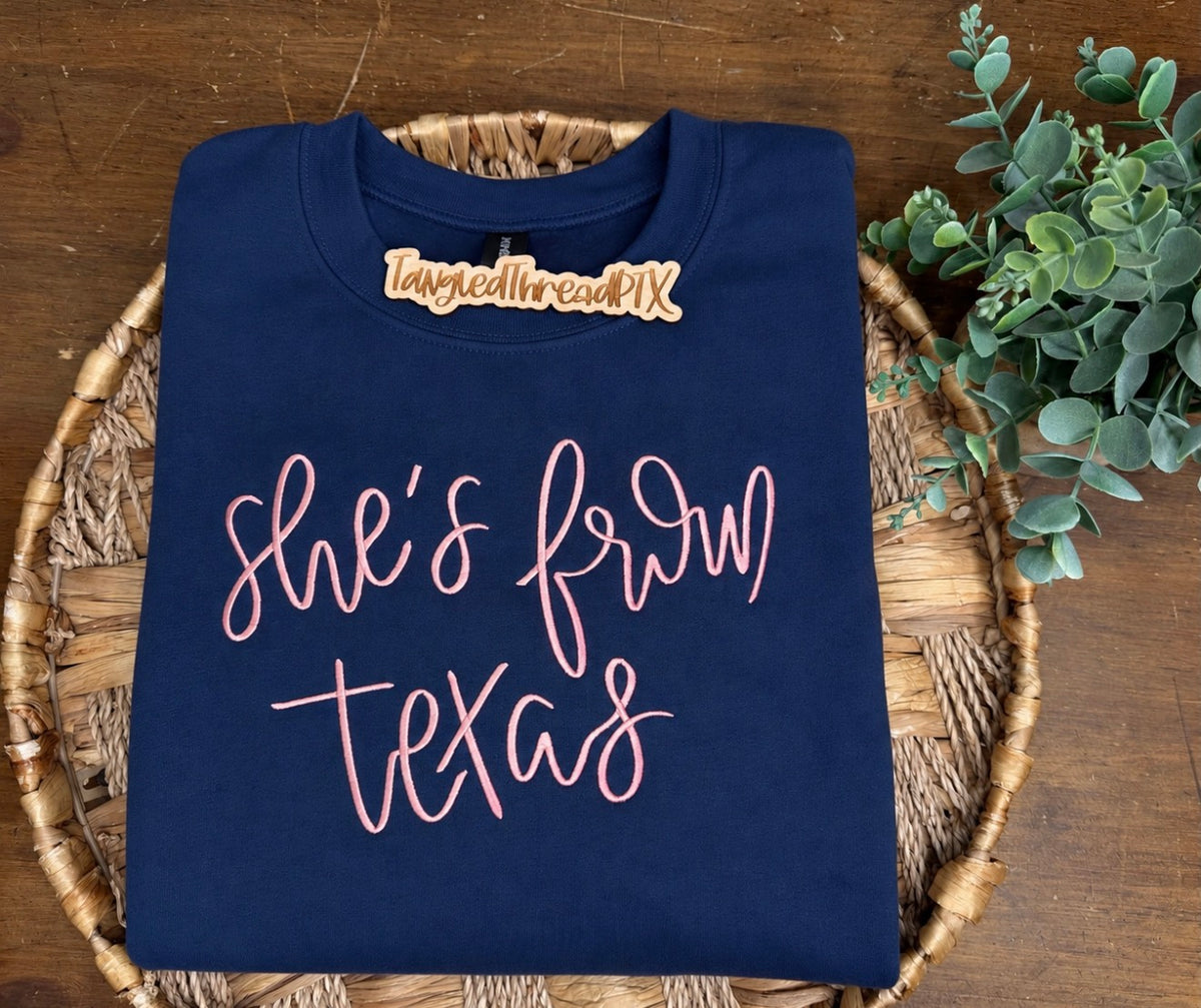 She’s From Texas Embroidered Sweatshirt