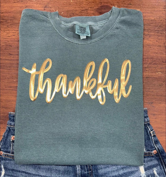 Light Green - Thankful Gold Metallic Puff