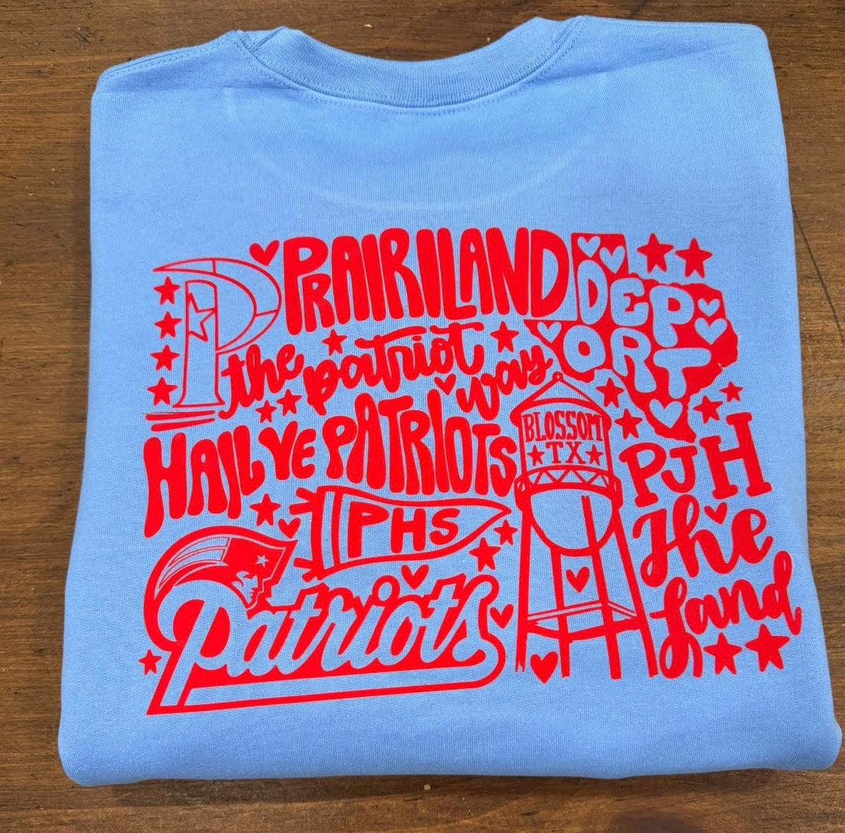 Patriots Red Collage - Carolina Blue