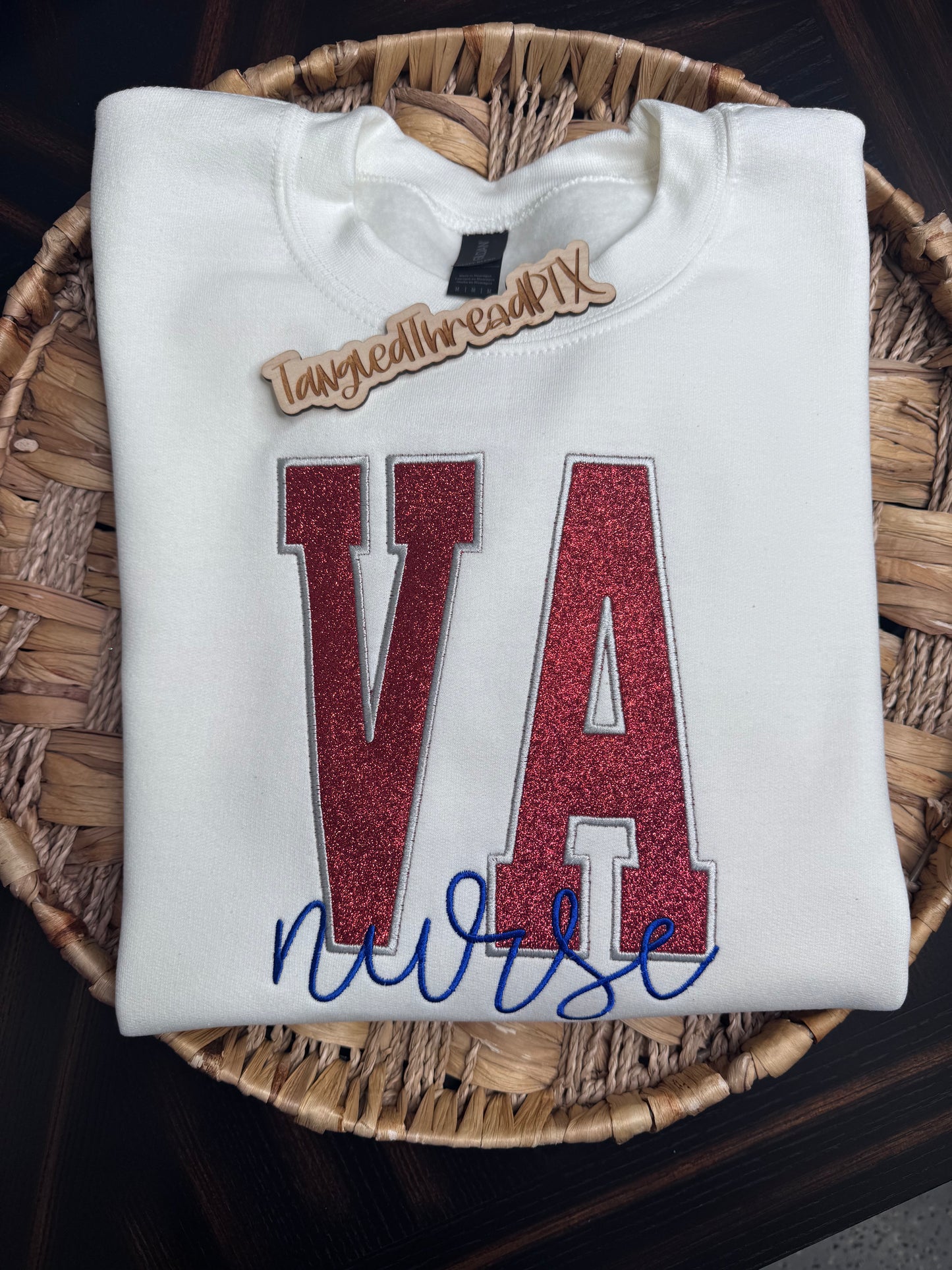 White VA Nurse - RED - Embroidered