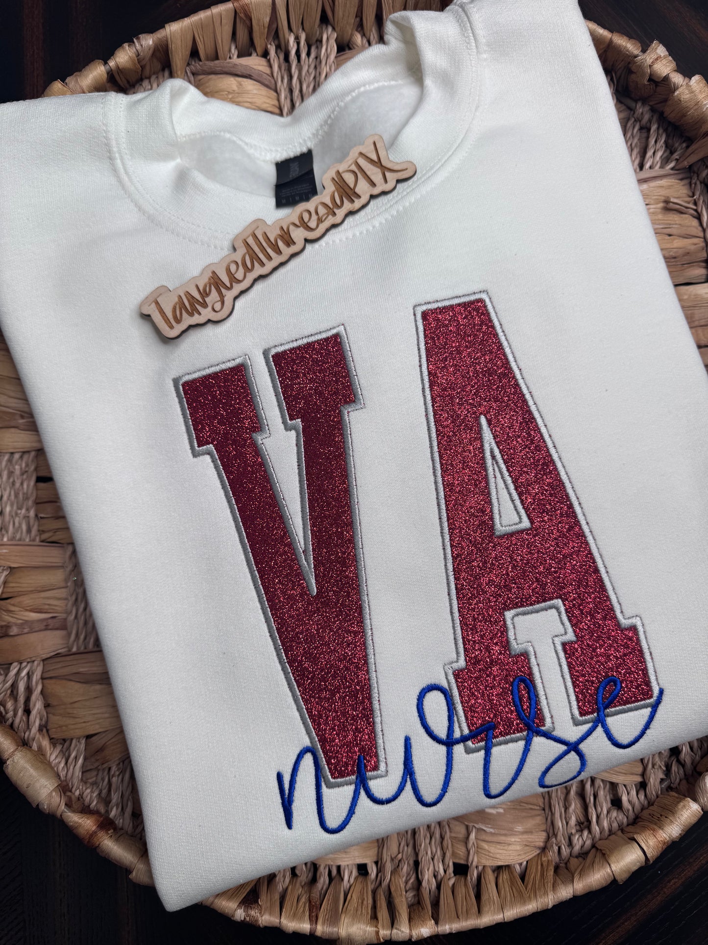 White VA Nurse - RED - Embroidered
