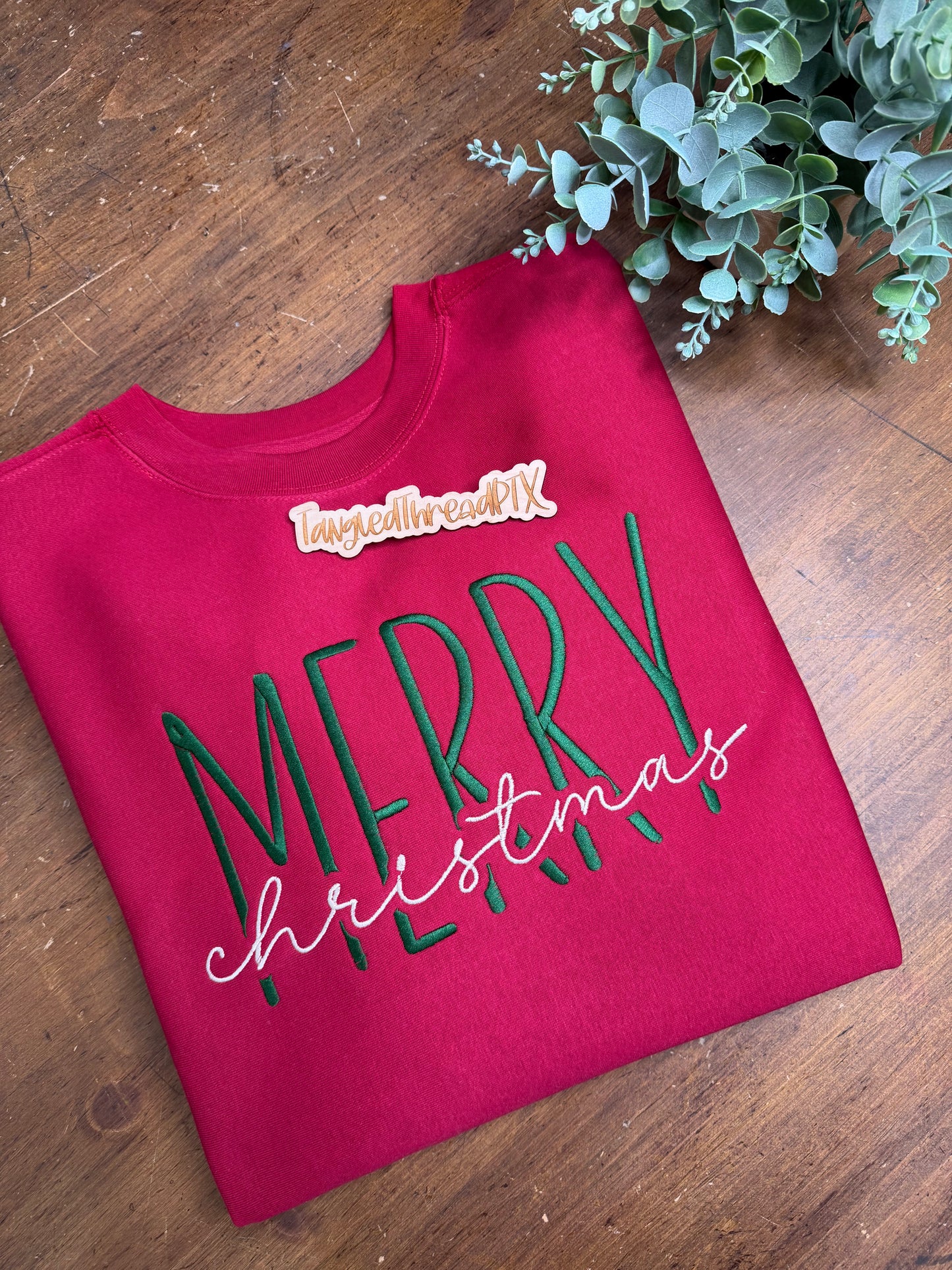 MERRY Christmas Tall Letters - Embroidered sweatshirt