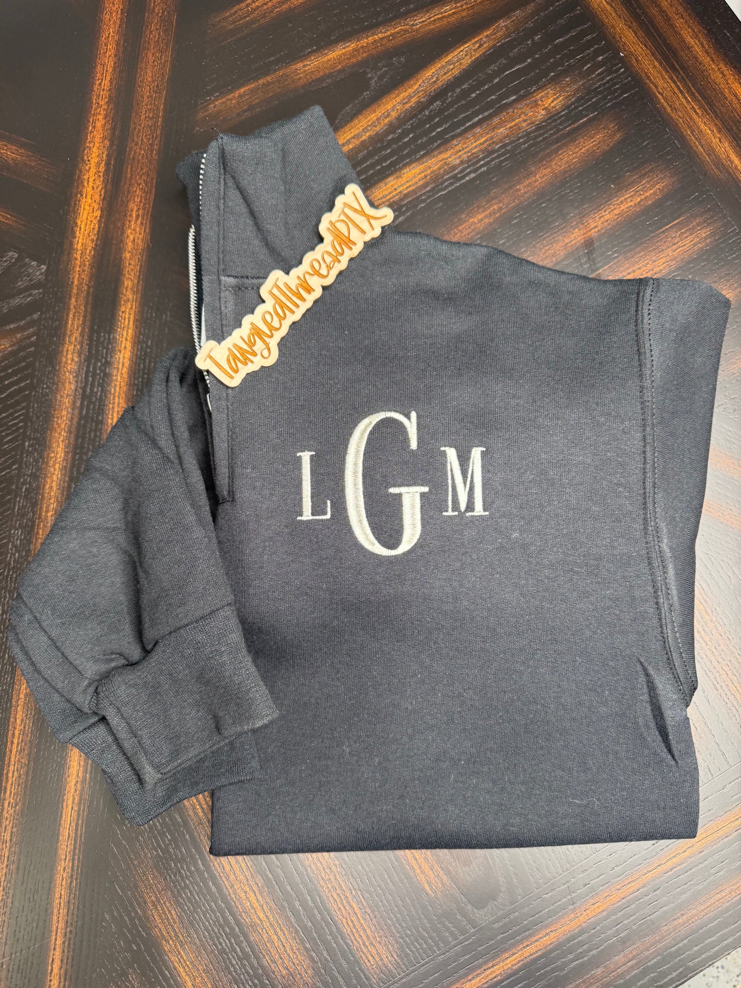 Black Monogrammed 1/4 Zip Sweatshirt