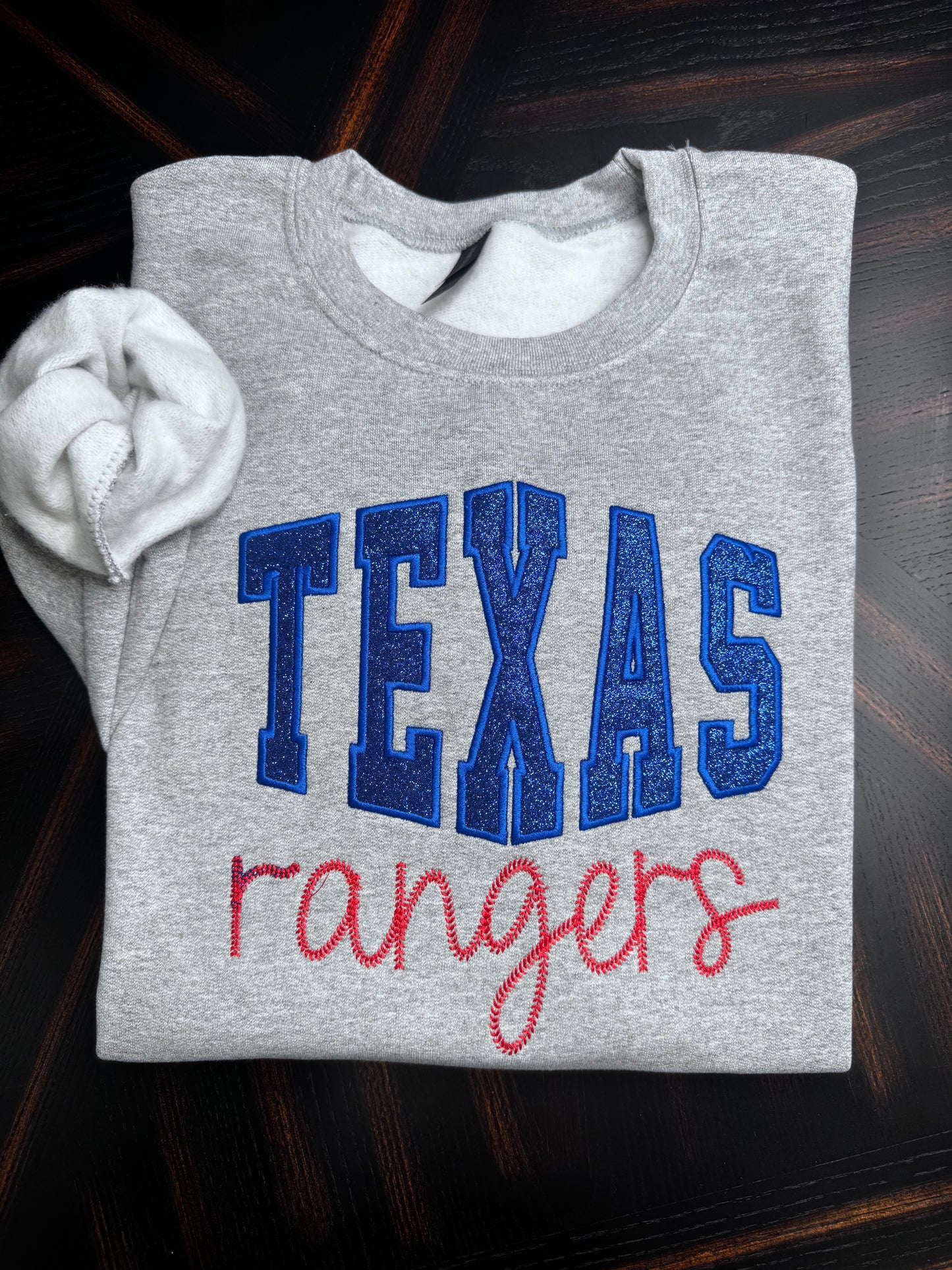 Sport Gray Texas Rangers Sweatshirt - Embroidered