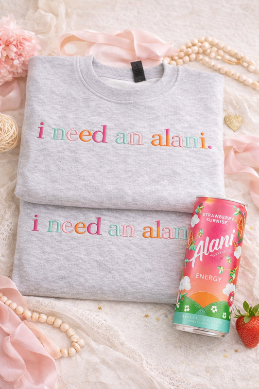 Ash Gray - I need an Alani - embroidered - Strawberry Sunrise Colors