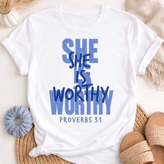 She Is Worthy - White Comfort Colors
