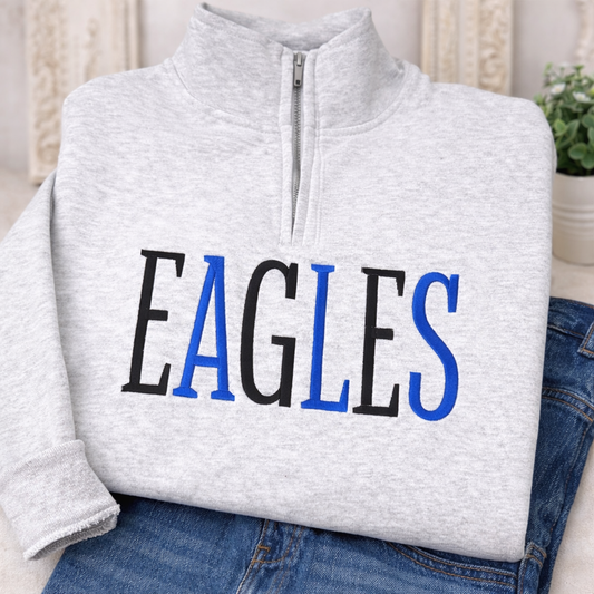 Light Grey - EAGLES - embroidered quarter zip