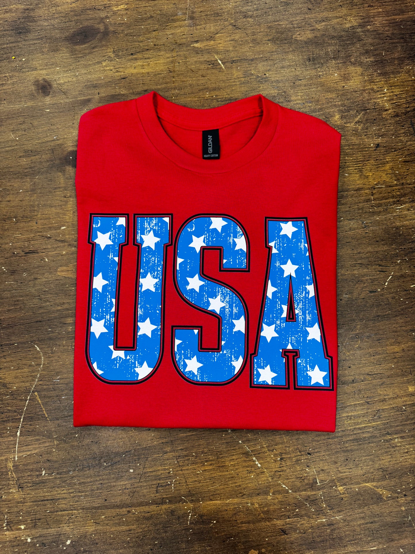 USA Stars - Red Gildan