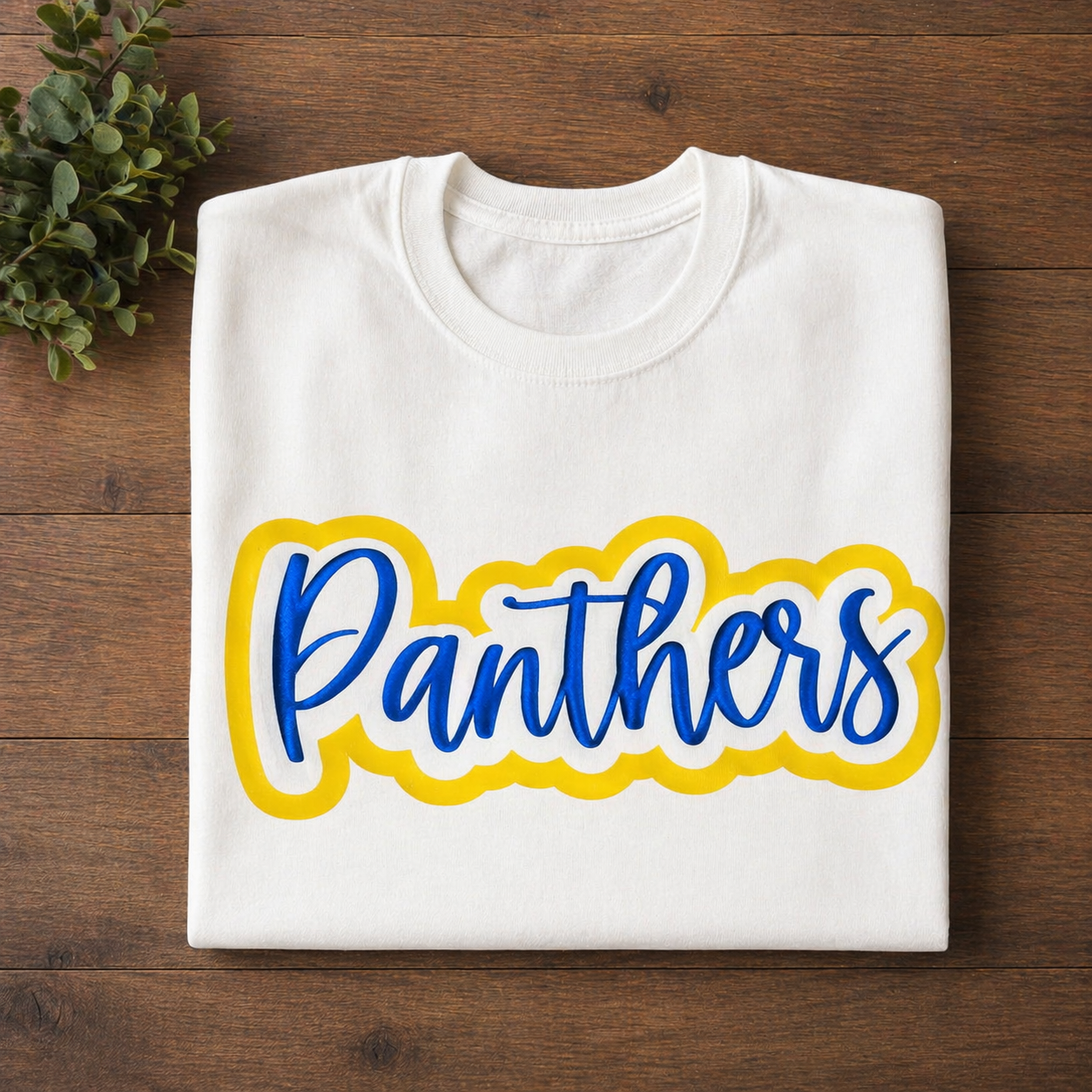 Panthers Puff Yellow Outline - White