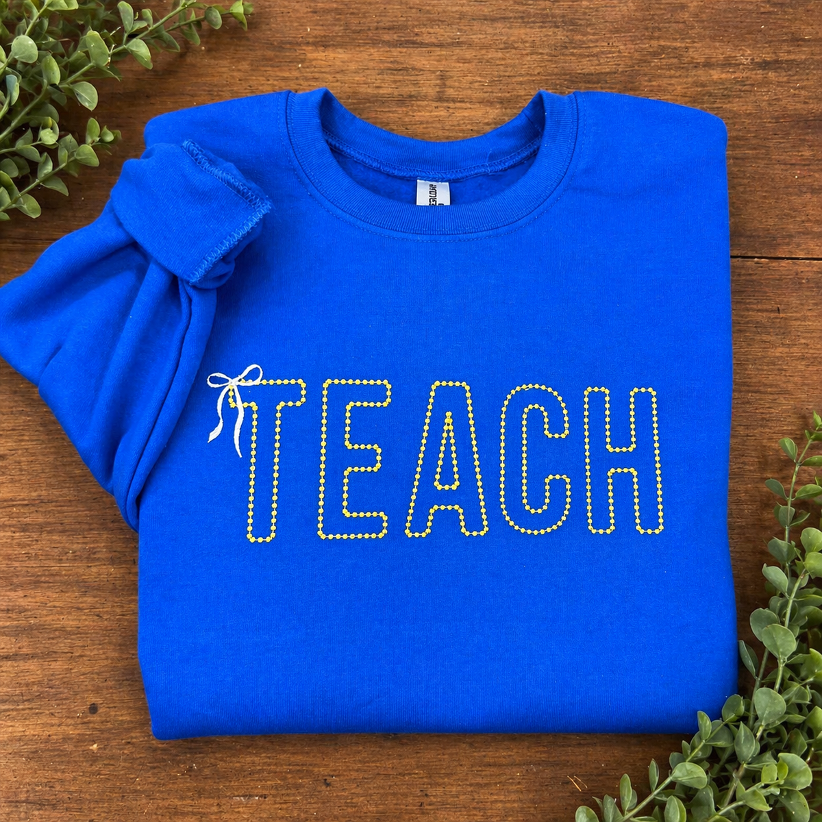 TEACH Outline  - Embroidered Royal Blue Sweatshirt