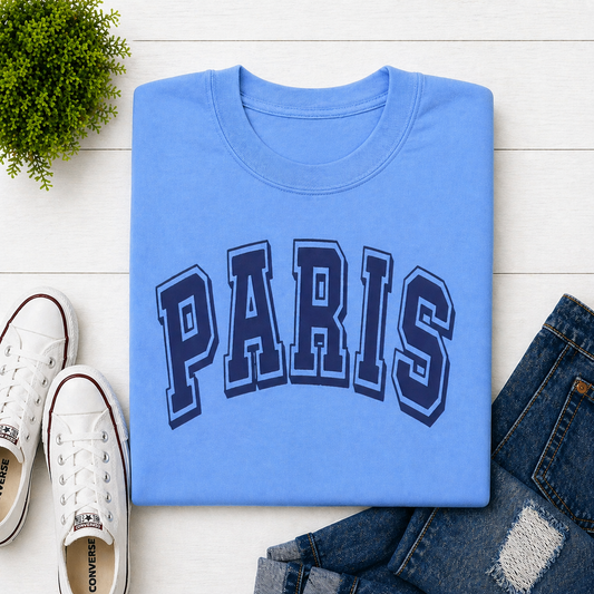 Carolina Blue Paris with Navy Puff