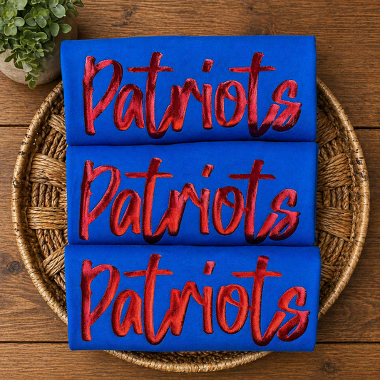 Royal Blue Patriots with Red Metallic Puff