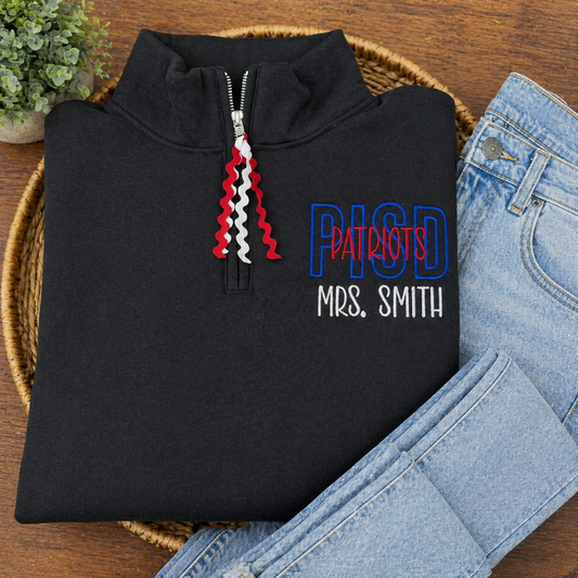 PISD Patriots-Royal Blue PISD & Personalized - 1/4 Zip Sweatshirt