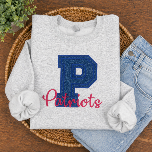 P Patriots - Ash Gray Sweatshirt - Embroidered