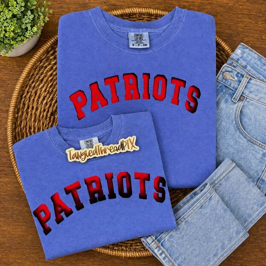Patriots Flo Blue with Red Metallic Puff