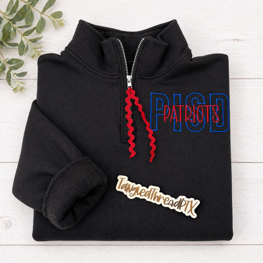 Patriots Blue PISD - 1/4 Zip Sweatshirt - Black