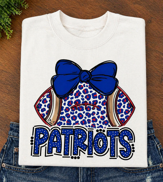 Patriots Football Bows & Dots - Ivory