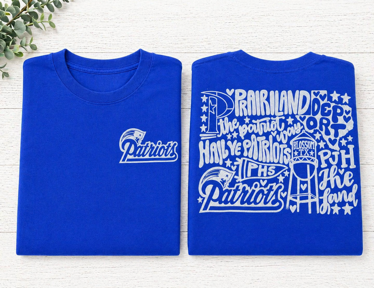 Royal Blue Patriots - White Collage Sweatshirt