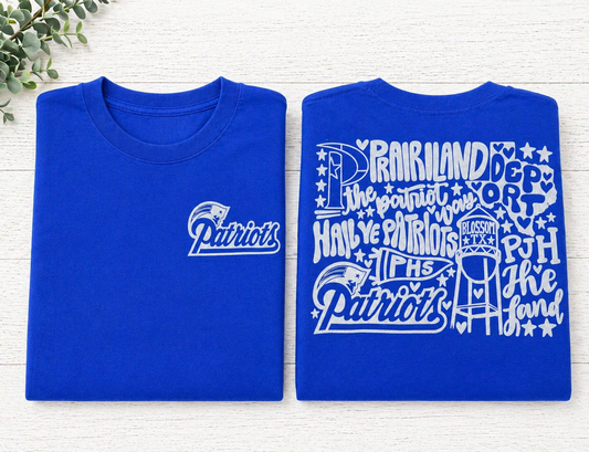 Royal Blue Patriots - White Collage Sweatshirt
