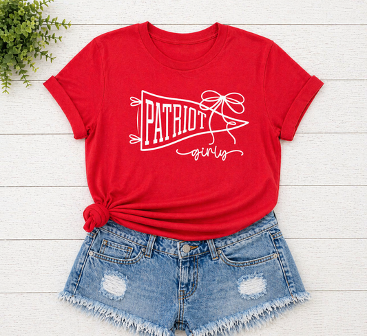 Red Patriot Girly - White Letters