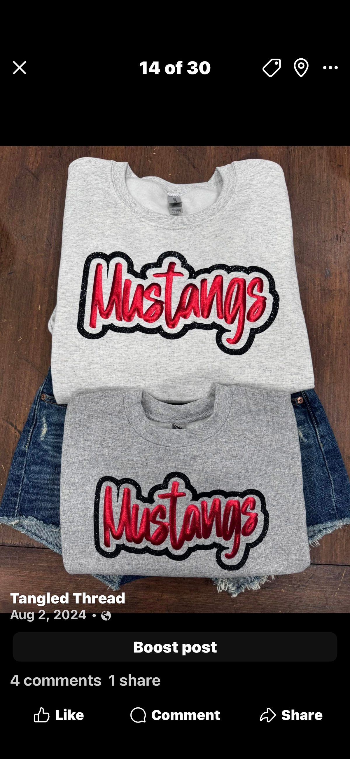 White Mustangs - Red Metallic Puff Black Glitter Outline
