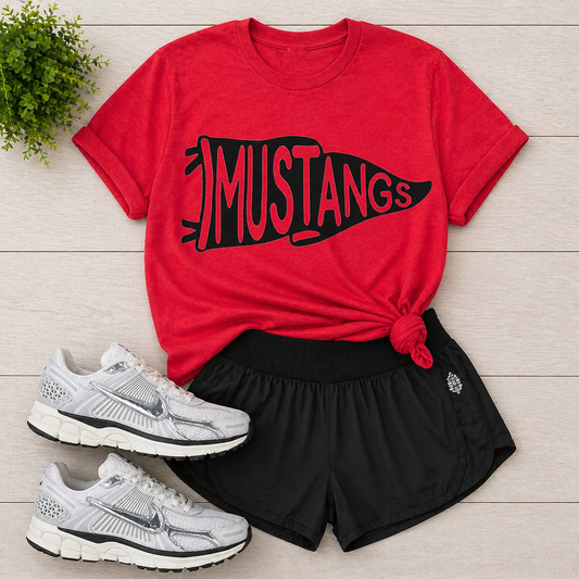 Red Mustangs Pennant - Black letters