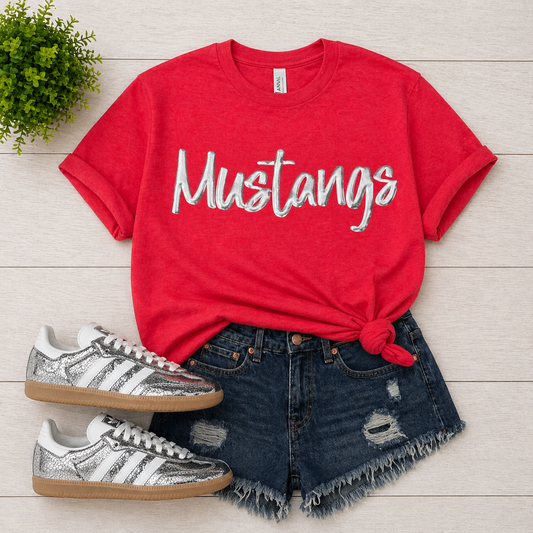 Red Mustangs - Metallic Silver Puff