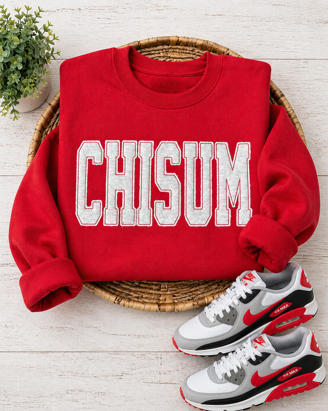 Red Chisum Raggy - Grey Letters with Red Stitching
