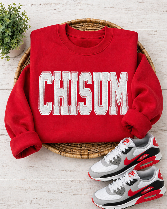 Red Chisum Raggy - Grey Letters with Red Stitching