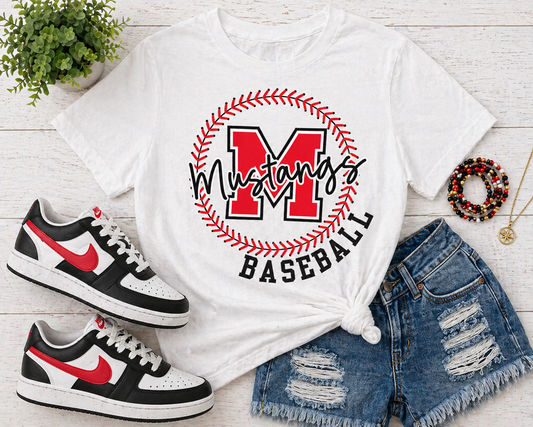 White Mustangs Baseball Stitches
