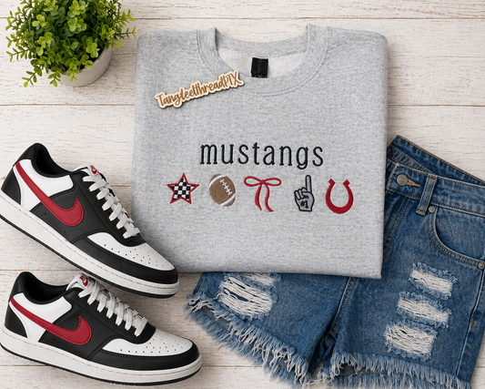 Sport Gray Mustang Football Icons - Embroidered