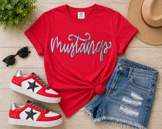 Red Mustangs - Silver Metallic Puff