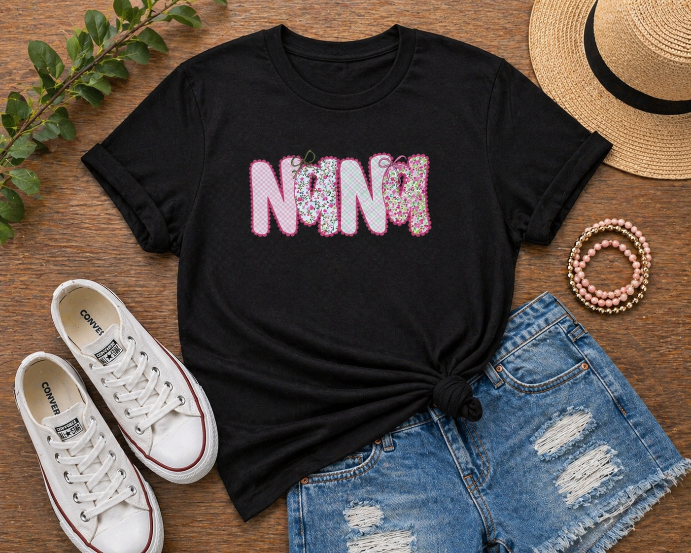 Black Floral Pink Nana