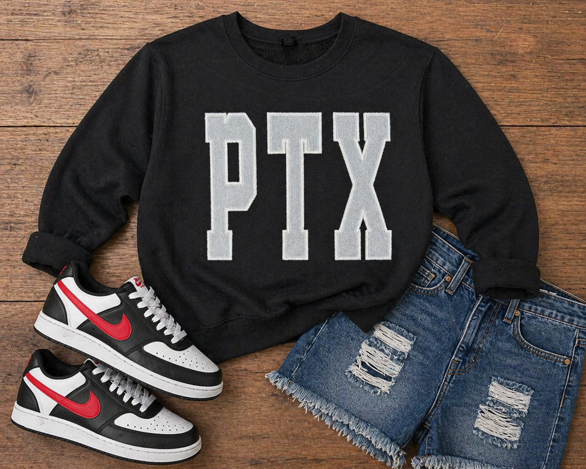Black PTX Silver Letters